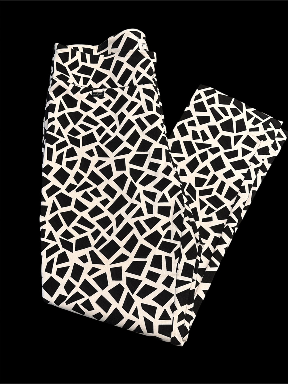 Peck and Peck - Ana Style - pull on - Black & White Geometric Print Pants - 14